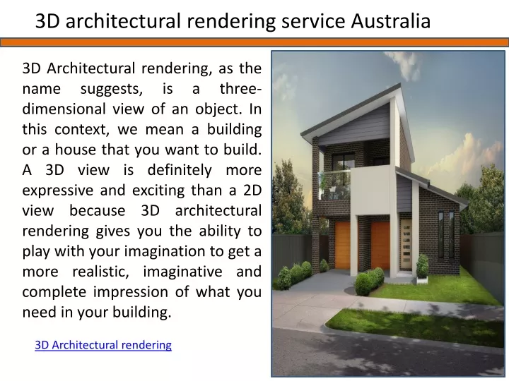 3d architectural rendering service australia
