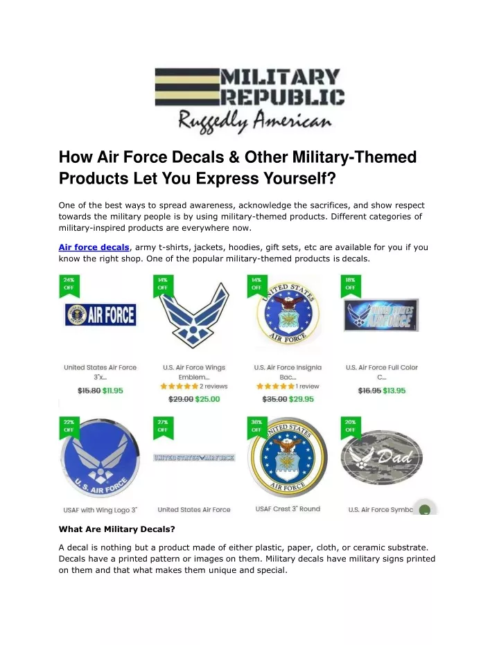 how air force decals other military themed