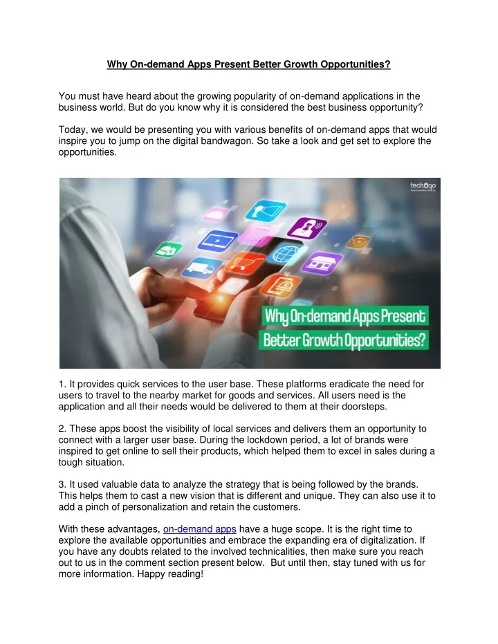 why on demand apps present better growth
