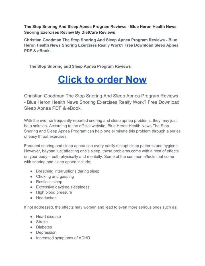 the stop snoring and sleep apnea program reviews