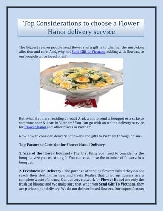 Top Considerations to choose a Flower Hanoi delivery service