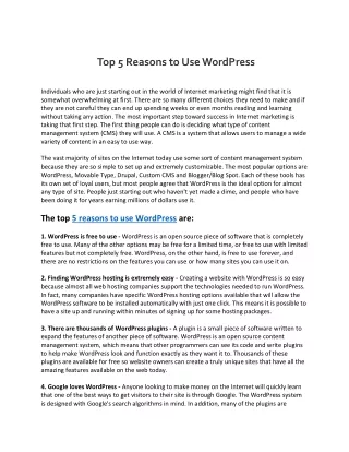 top 5 reasons to use wordpress