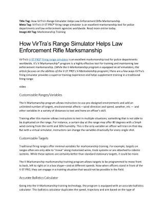 How VirTra's Range Simulator Helps Law Enforcement Rifle Marksmanship