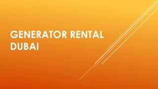 Generator Rental Dubai