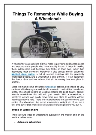 Things To Remember While Buying A Wheelchair