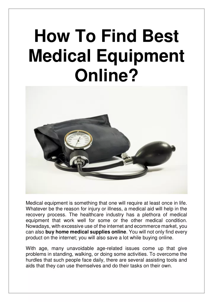 how to find best medical equipment online