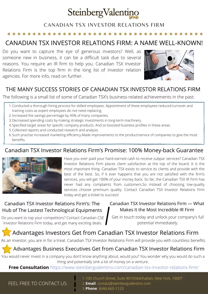 canadian tsx investor relations firm
