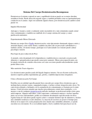 sistema del cuerpo desintoxicaci n recompensas