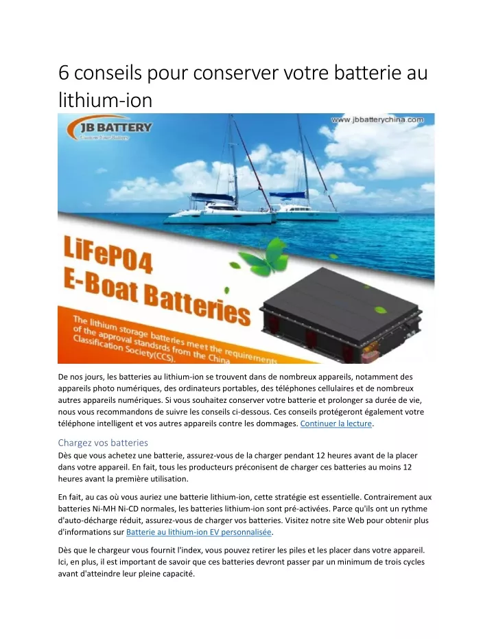 6 conseils pour conserver votre batterie