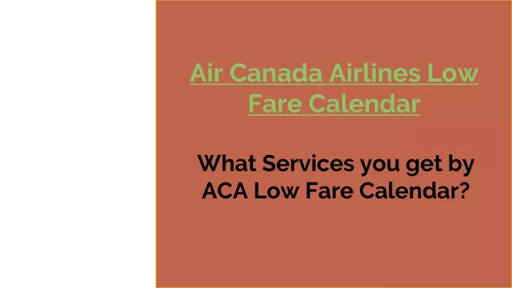 air canada airlines low fare calendar