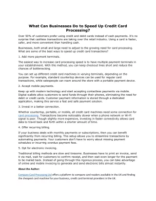 What Can Businesses Do to Speed Up Credit Card Processing?