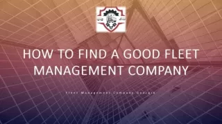 How To Find A Good Fleet Management Company