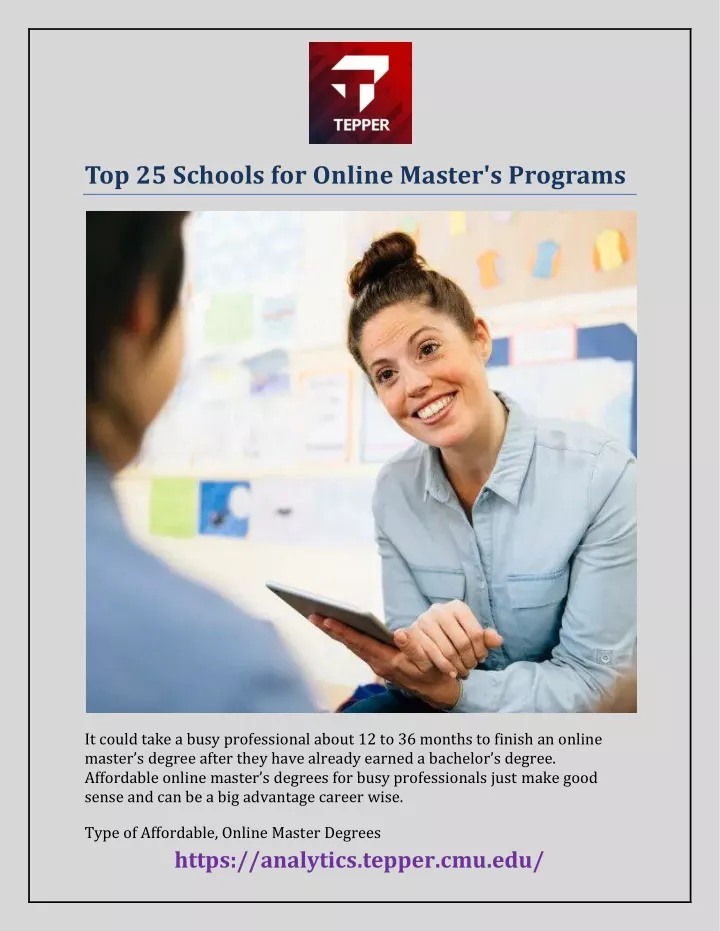 top 25 schools for online master s programs