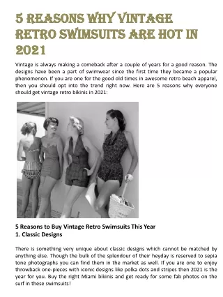 5 reasons why vintage retro swimsuits are hot in 2021