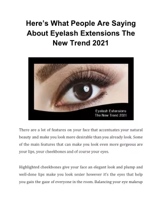 Here’s What People Are Saying About Eyelash Extensions The New Trend 2021