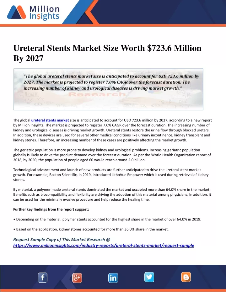 ureteral stents market size worth 723 6 million