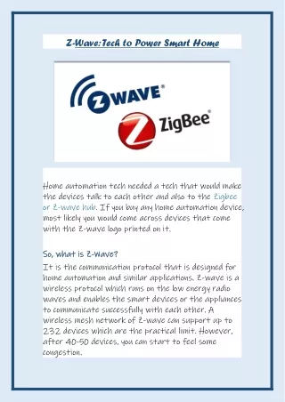 z wave tech to power smart home
