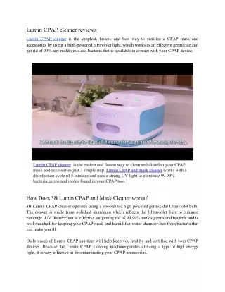 3B Lumin CPAP cleaner reviews