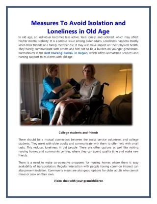 measures to avoid isolation and loneliness