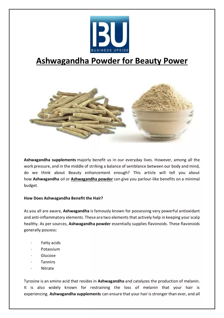 ashwagandha powder for beauty power