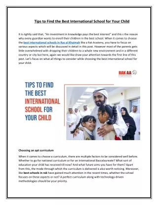 tips to find the best international school