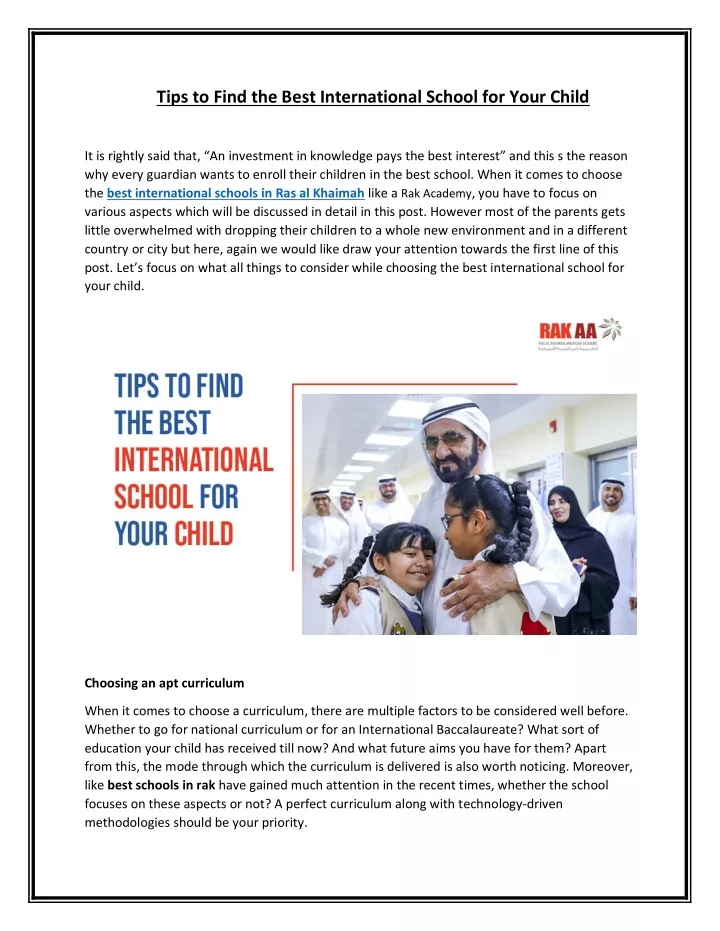 tips to find the best international school