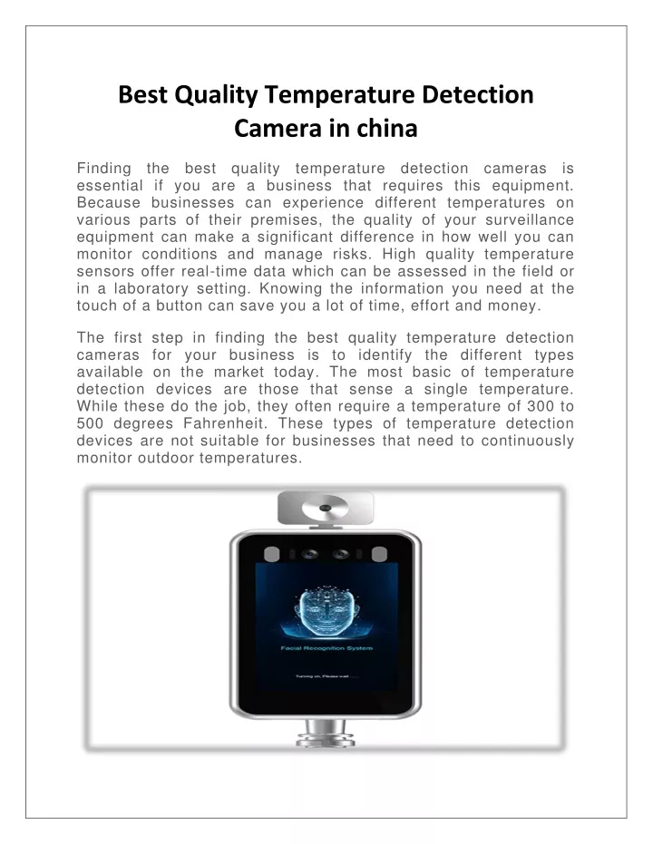 best quality temperature detection camera in china