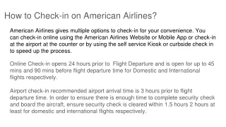 How to Check-in on American Airlines