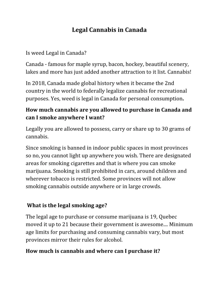 legal cannabis in canada