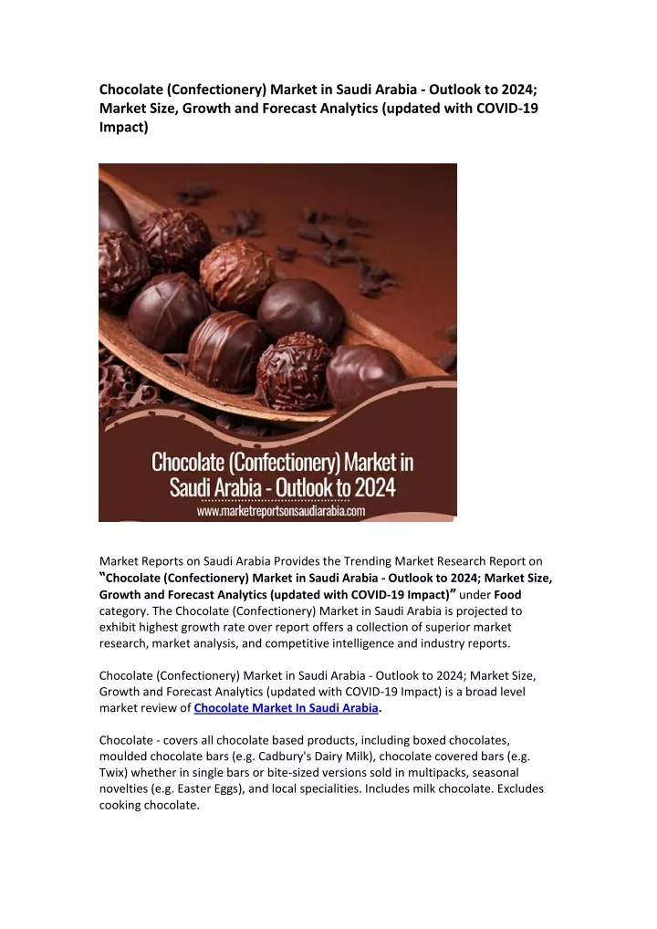 chocolate confectionery market in saudi arabia