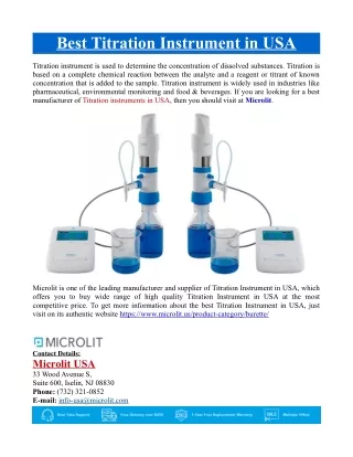 Best Titration Instrument in USA