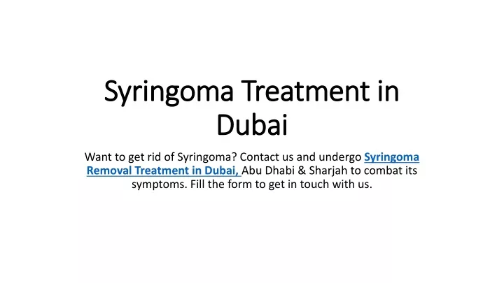 syringoma treatment in dubai