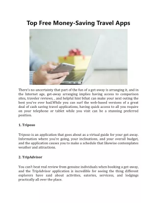 top free money saving travel apps