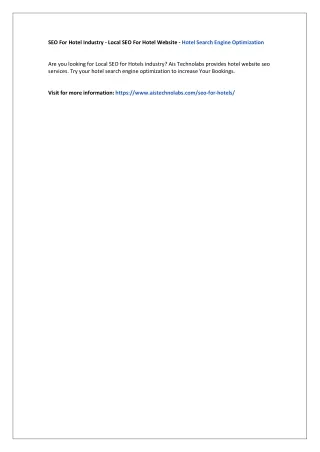 seo for hotel industry local seo for hotel