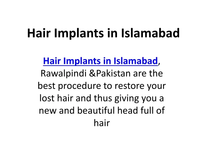 hair implants in islamabad