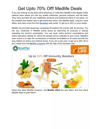 get upto 70 off medlife deals if you are looking