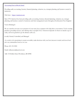 accounting firm in rhode island providing audit
