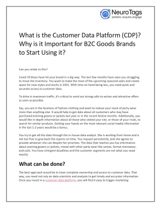 What is the Customer Data Platform (CDP)? Why is it Important for B2C Goods Brands to Start Using it?
