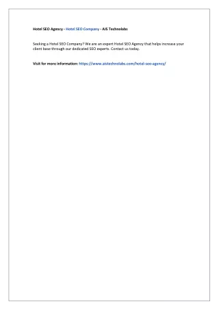 hotel seo agency hotel seo company ais technolabs