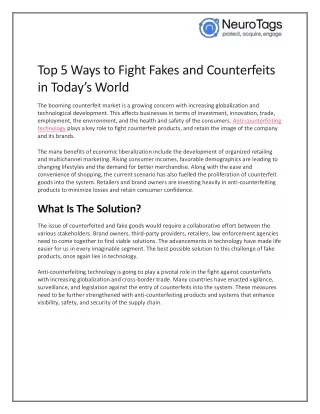 Top 5 Ways to Fight Fakes and Counterfeits in Today’s World