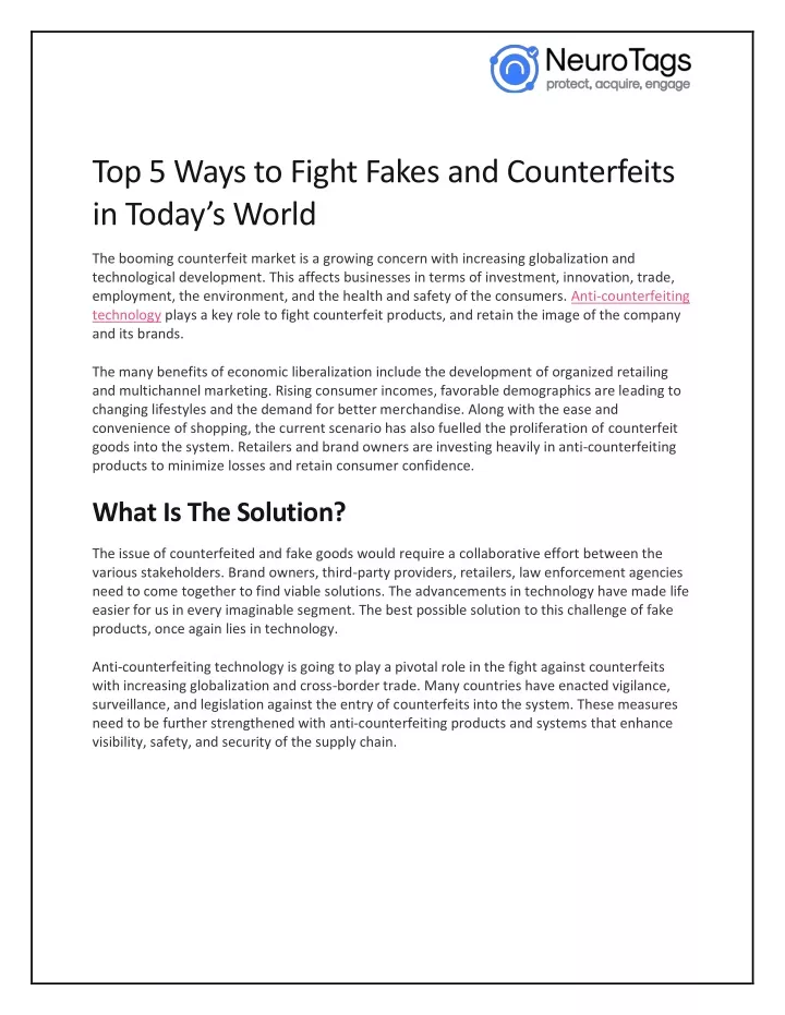 top 5 ways to fight fakes and counterfeits