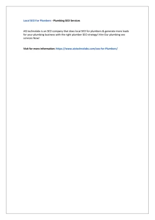 local seo for plumbers plumbing seo services