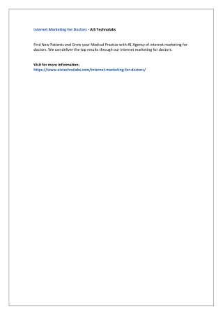 internet marketing for doctors ais technolabs