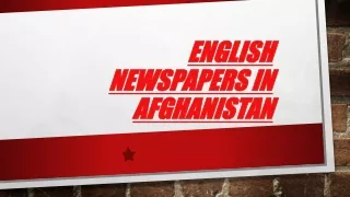 English newspapers in Afghanistan