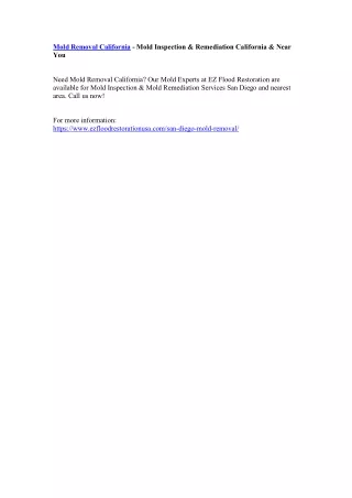 mold removal california mold inspection