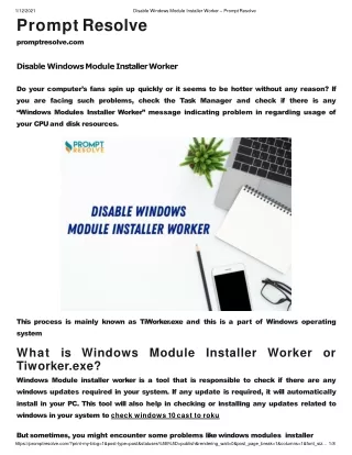 Disable Windows Module Installer Worker