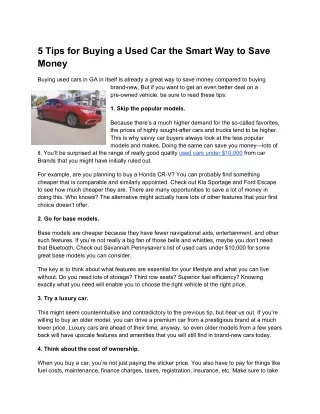5 Tips for Buying a Used Car the Smart Way to Save Money