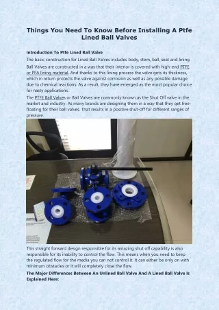 things you need to know before installing a ptfe