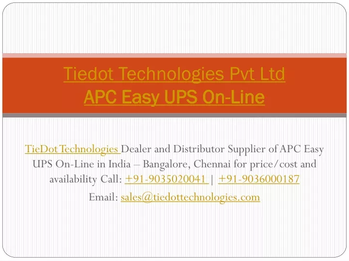 tiedot technologies pvt ltd apc easy ups on line