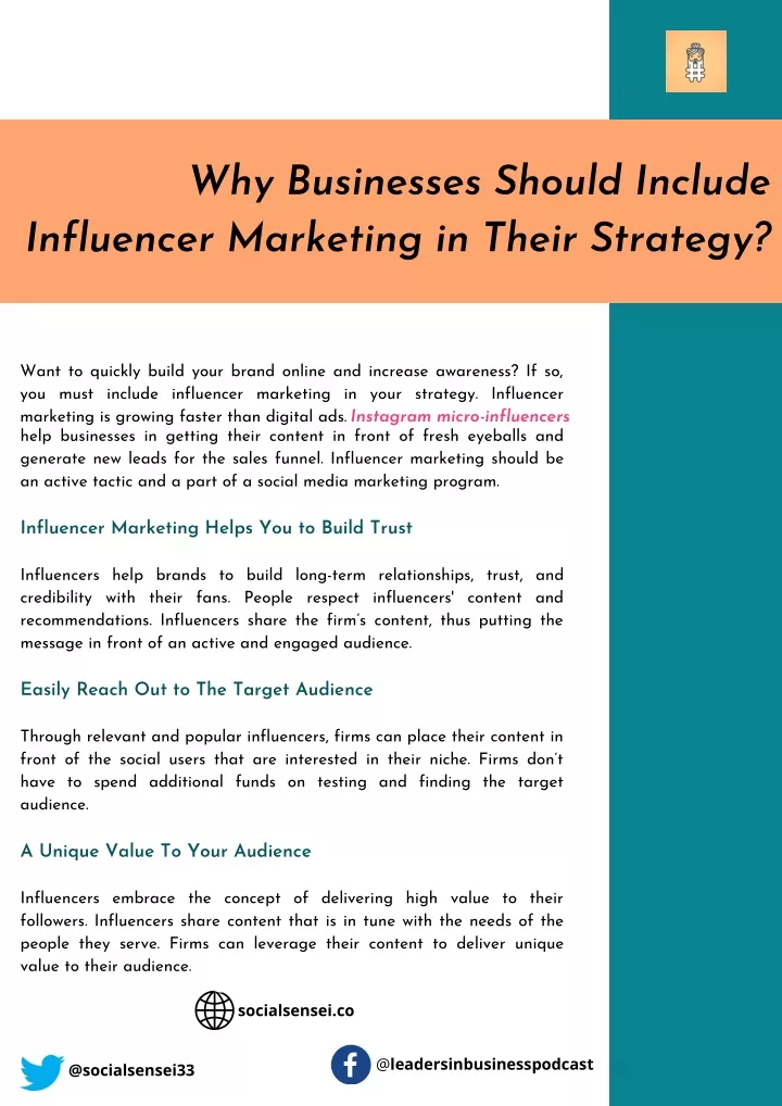 why businesses should include influencer